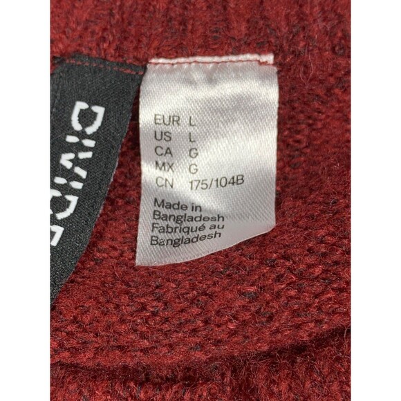 H&M Golden Button Burgundy Maroon Wool Blend Knit Cardigan Sweater Size L - Picture 2 of 7